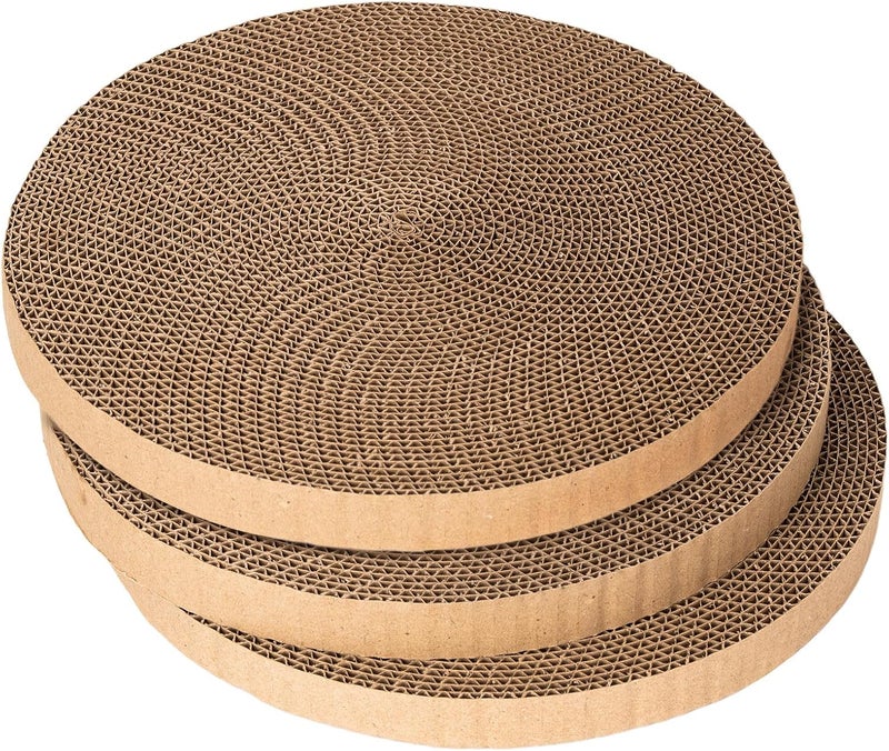 THAMIAO Round cat Scratcher Refill, 10 inch Diameter, 7/8 inch Thickness Scratcher Replacement Pads, Scratching Board Circle, Scratch pad, scratchers for Indoor Cats (3pcs) - Image 1